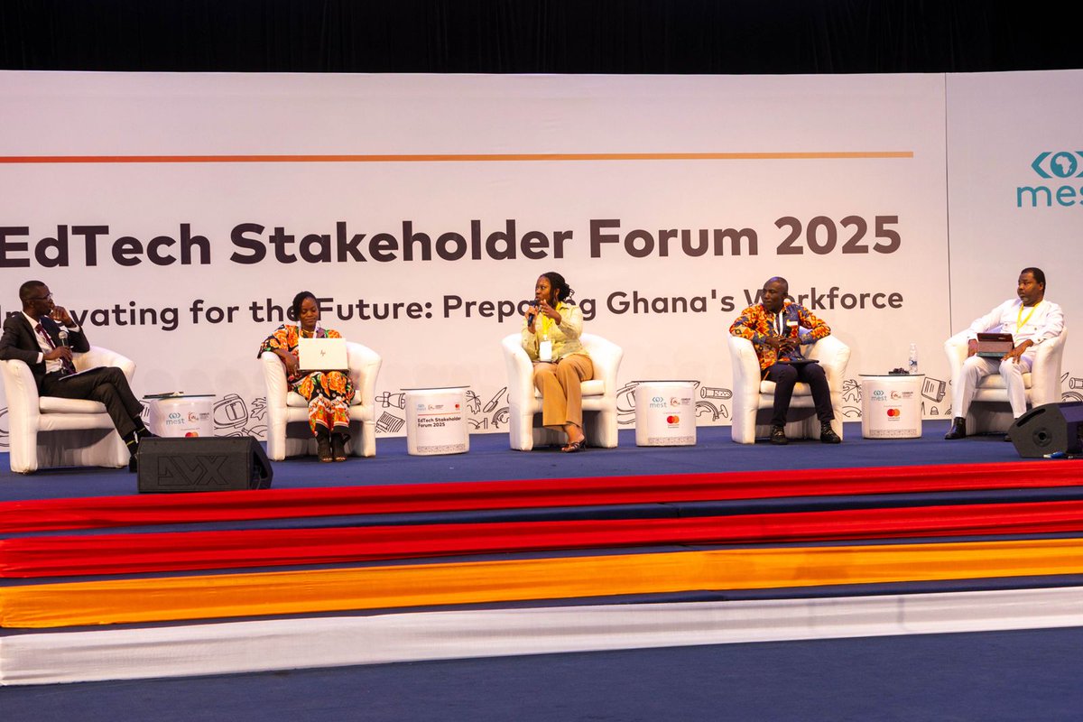 AmeyawDebrah's tweet image. The 3rd EdTech Stakeholders Forum, hosted by @MESTAfrica and @CENDLOS_gh in partnership with the @MastercardFdn, brought together leaders to align discussions on Ghana’s national EdTech strategy. This event is a key part of the #EdTechMondays platform, which works to facilitate