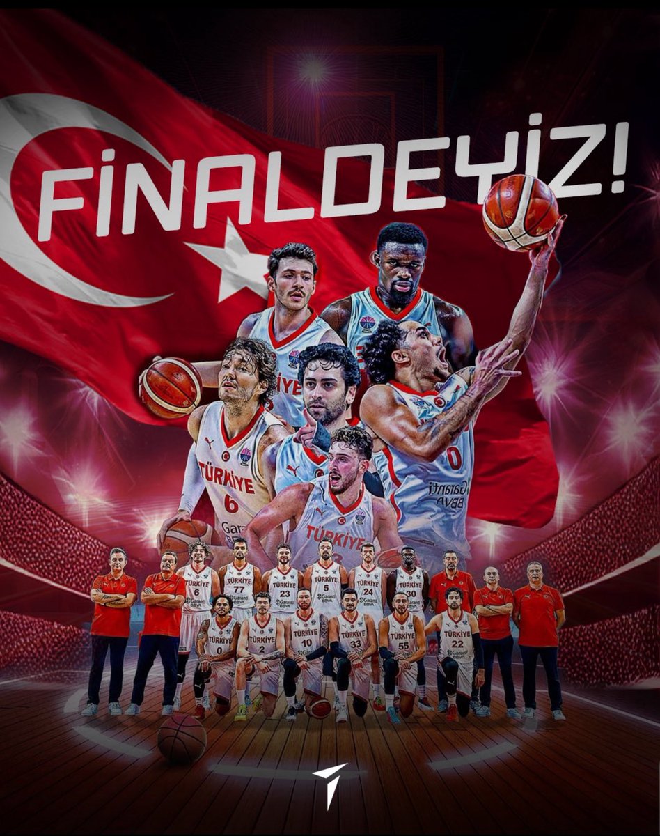 BYaniktepe's tweet photo. 🏀 Finale az kaldı, şampiyonluğa bir adım daha yaklaştık. Yunanistan'ı büyük bir fark ve çok güzel bir takım oyunuyla yenip EuroBasket 2025'te finale adını yazdıran kahraman 12 Dev Adam. 🏀 

Tebrikler Milli Takım. 🇹🇷
#12DevAdam
 #EuroBasket2025 https://t.co/gUcbVDOyZi