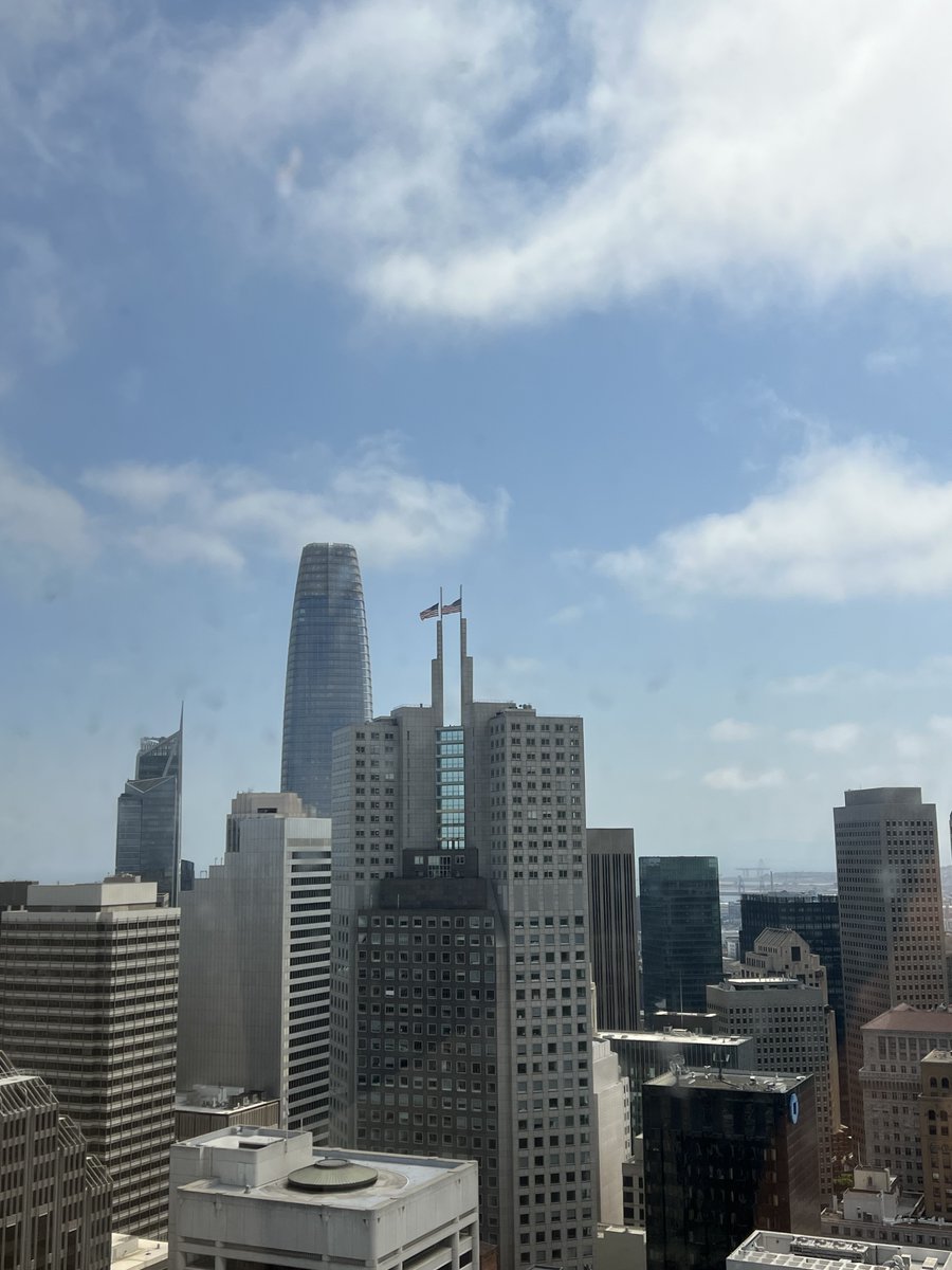 Ok so I know Trae is being cheeky... 

BUT I actually looked to see how many flags were half-mast yesterday and today it was about...half!

I'm in the TransAmerica Pyramid which was a good vantage point.

Weirdly enough, Trump ordered them half-mast Weds through Sunday and there