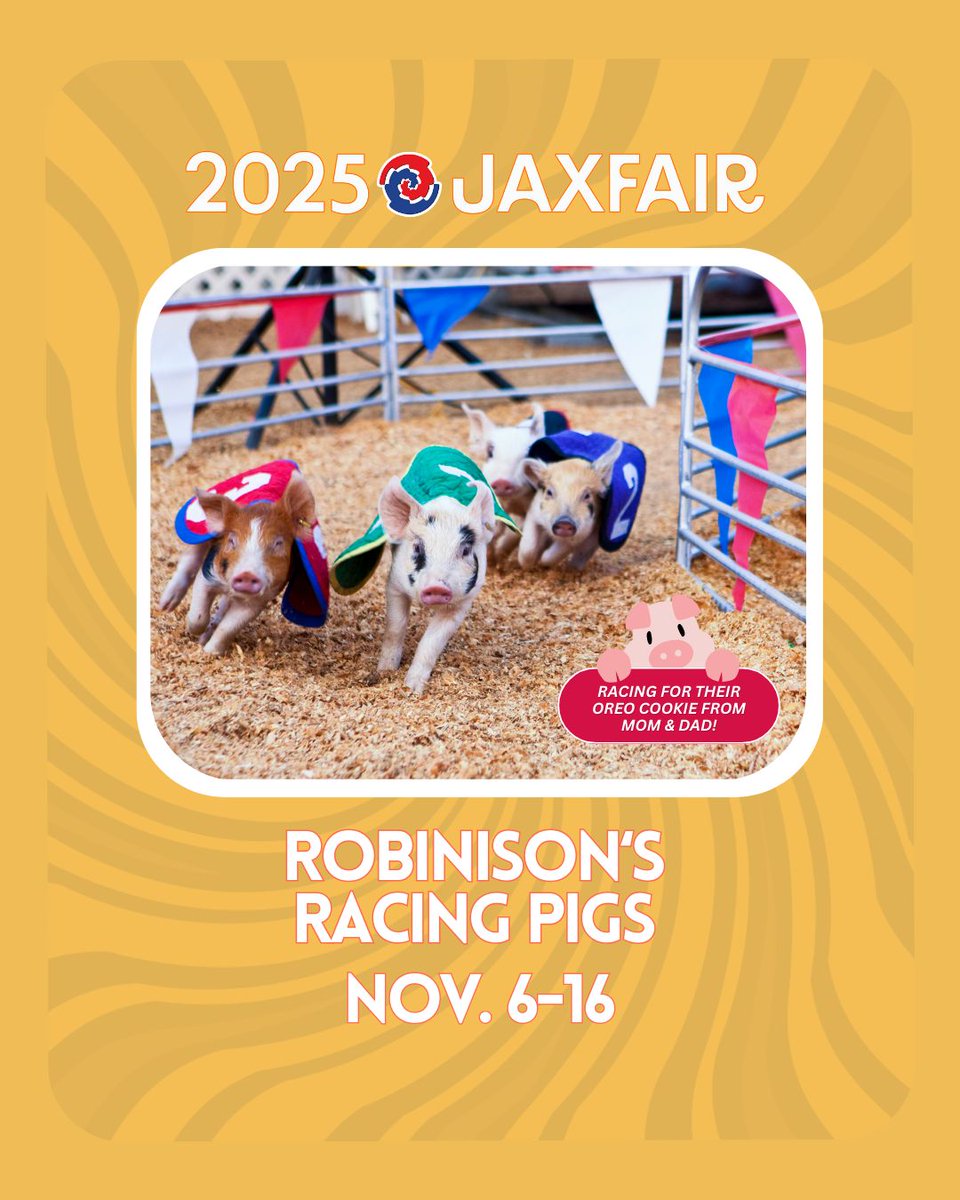 🚀 Check out some of our Grounds Attractions at the 2025 #JAXFAIR in #DTJAX! 🪄Magic Man T.J. Hill 🐊Scales, Tales &amp; Teeth 💨The Amazing Bubble Factory 🐷Robinson’s Racing Pigs! More to come!!! STAY TUNED!

🎟️Mega Passes / Disc. Tix: buff.ly/I2j9EMD#ilovej…
