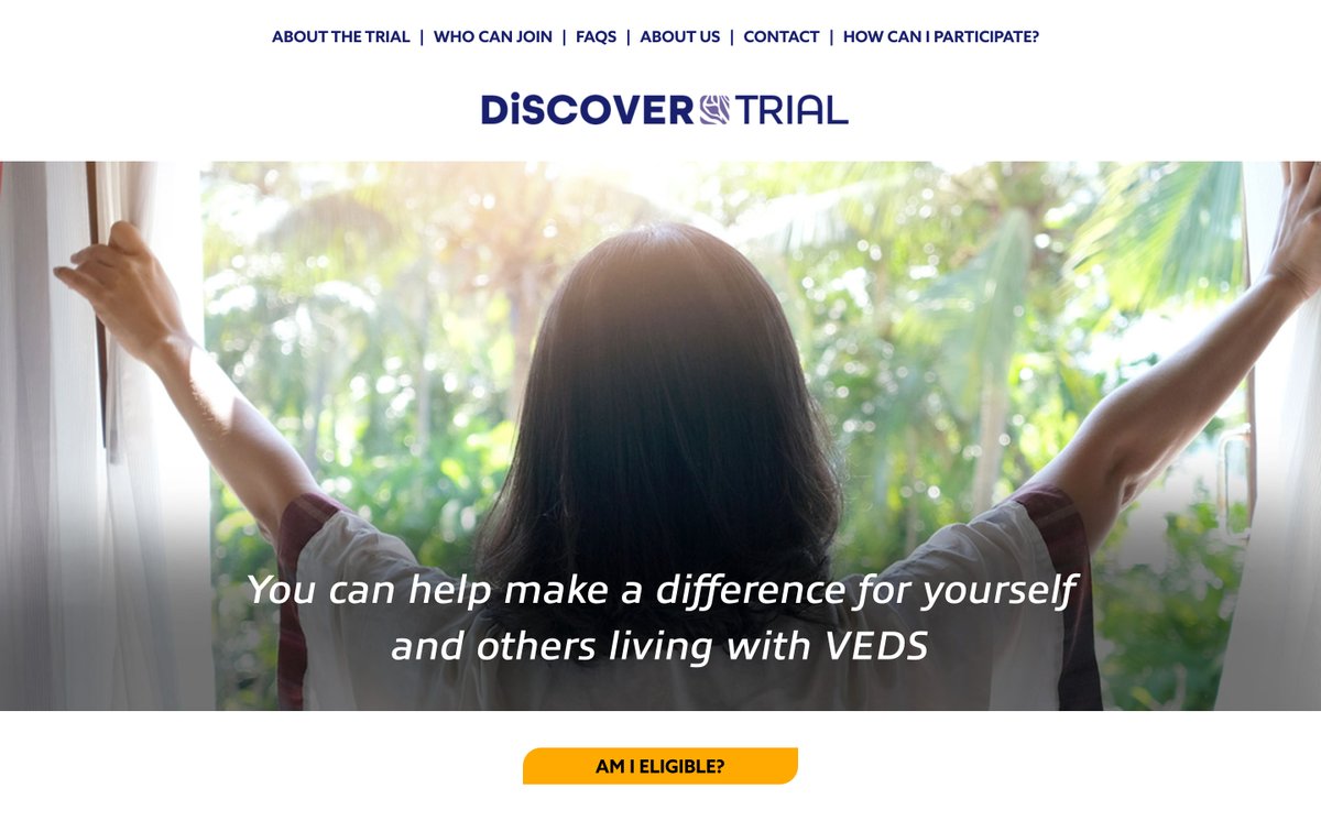 The DiSCOVER Trial is an opportunity to be part of a scientific process designed to evaluate the safety and effectiveness of celiprolol in an effort to bring a much-needed treatment option for people living with VEDS in the U.S.

Learn more: bit.ly/3VDCFGu  #VEDS