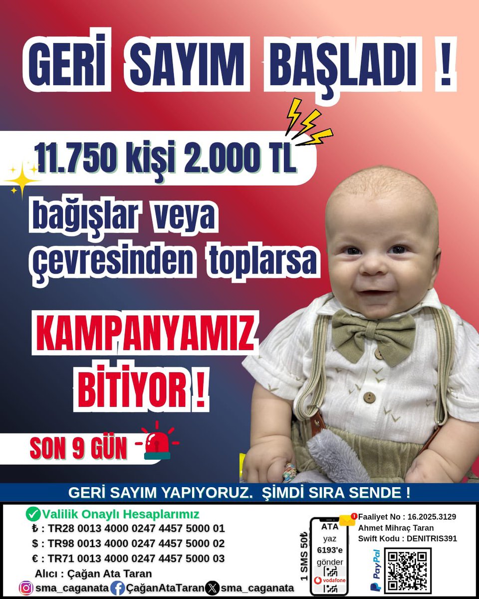 caganatakazandi's tweet photo. Canım kahramanlarım ben sizlerin sayesinde bu savaşı kazanacağım smayı yeneceğim. Çok az kaldı lütfen yardım edin bana.
#son9 #sma #zolgensma #CağanAtaTaran https://t.co/5NB6pogj7R