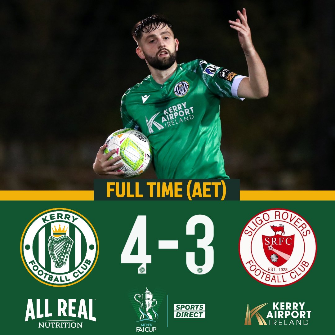 MISSION IMPOSSIBLE IS ACCOMPLISHED!!!!!!!!!

SEMI-FINALS OF THE CUP HERE WE COME

📸 Sportsfile 

#WeAreKerryFC