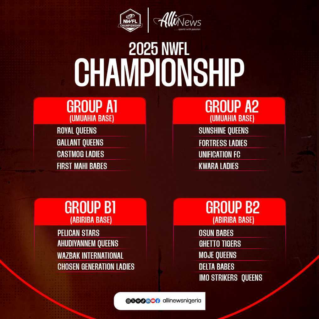 The NWFL Championship is locked in🔐 and ready to go🔥🚀

⏰Kickoff Date: Saturday 13th September 2025.

#AlliNewsNWFL 
#NWFLChampionship25
#NWFL25