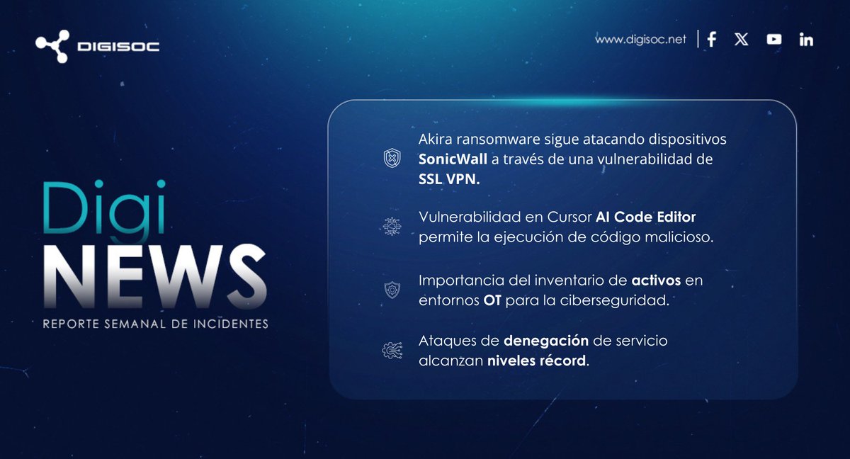 digisoc_mdr's tweet image. #Boletín 🚀Manténgase informado sobre las noticias de #Ciberseguridad del 01 al 07 de septiembre 2025.
🗣️Nuestro equipo de Digisert analiza los principales casos en el mundo #Cibernético.
Más info: app.rdstation.email/mail/04958d70-…