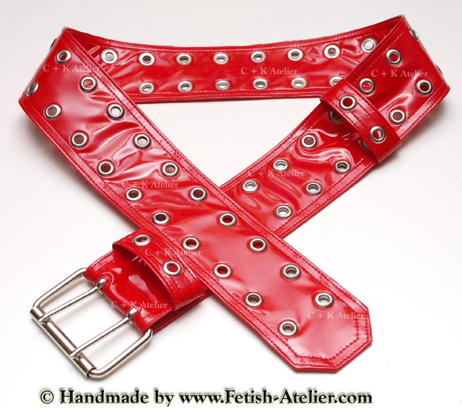 DesignerCaro's tweet photo. Some impression from my atelier. Some accessories. Double-row eyelet belt made out of red PVC #Handmade #red #PVC #eyelet #double-row #fetish #atelier #designer https://t.co/RwSkngrlwT