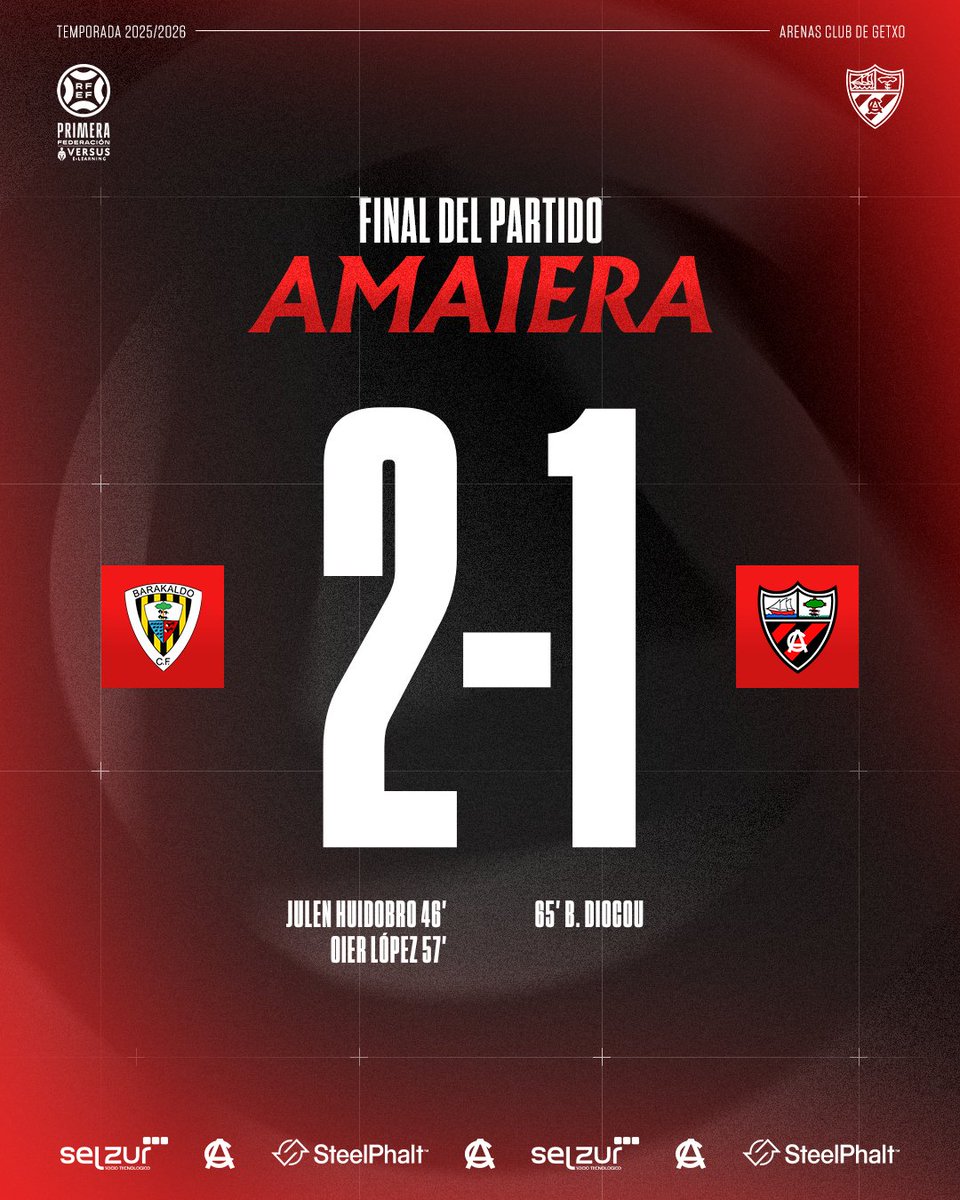 FINAL EN LASESARRE.

Derrota por la mínima en nuestra visita a Barakaldo. Luchamos hasta el final, pero no pudo ser. ¡A seguir trabajando!

Barakaldo CF 2-1 Arenas Club

#BarakaArenas
#AupaHistorico
#ArenasClub