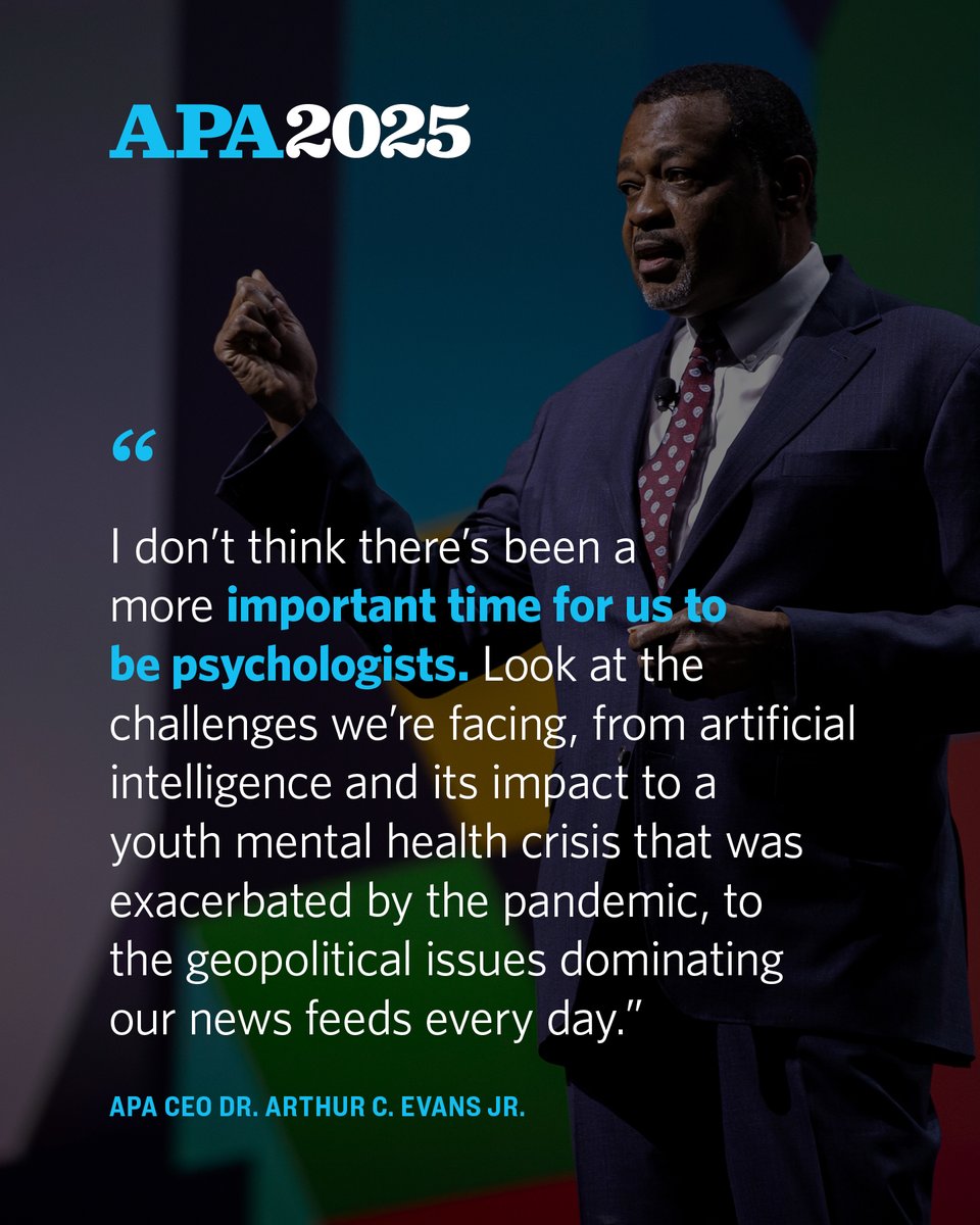 From the challenges of AI to the youth mental health crisis to global events shaping our daily lives, psychology has never been more essential. 

Catch up on the powerful discussions from #APA2025—now available on demand: at.apa.org/3qo