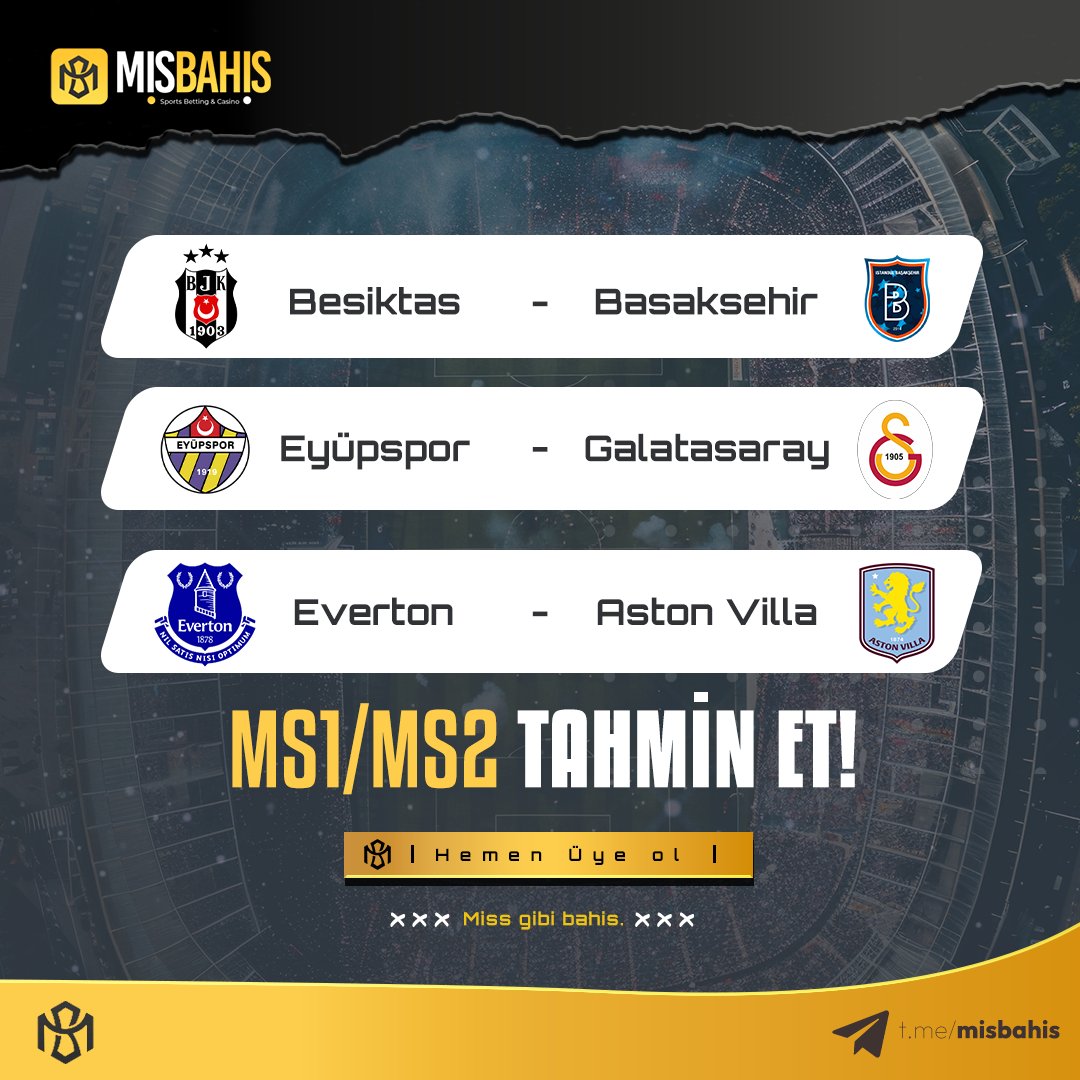 MİSBAHİSDE FREEBET ÖDÜLLÜ TAHMİN ETKİNLİĞİ

3 MAÇIN KAZANAN TARAFINI DOĞRU TAHMİN ET!

300 FREEBET ÖDÜLÜ KAZAN!

Gün içinde 250TL yatırımı olan üyelerimiz etkinlik ödülünden faydalanabilir!
Bakiyeni 1000 yap 250TL çekim talebi oluştur!
t2m.io/misx