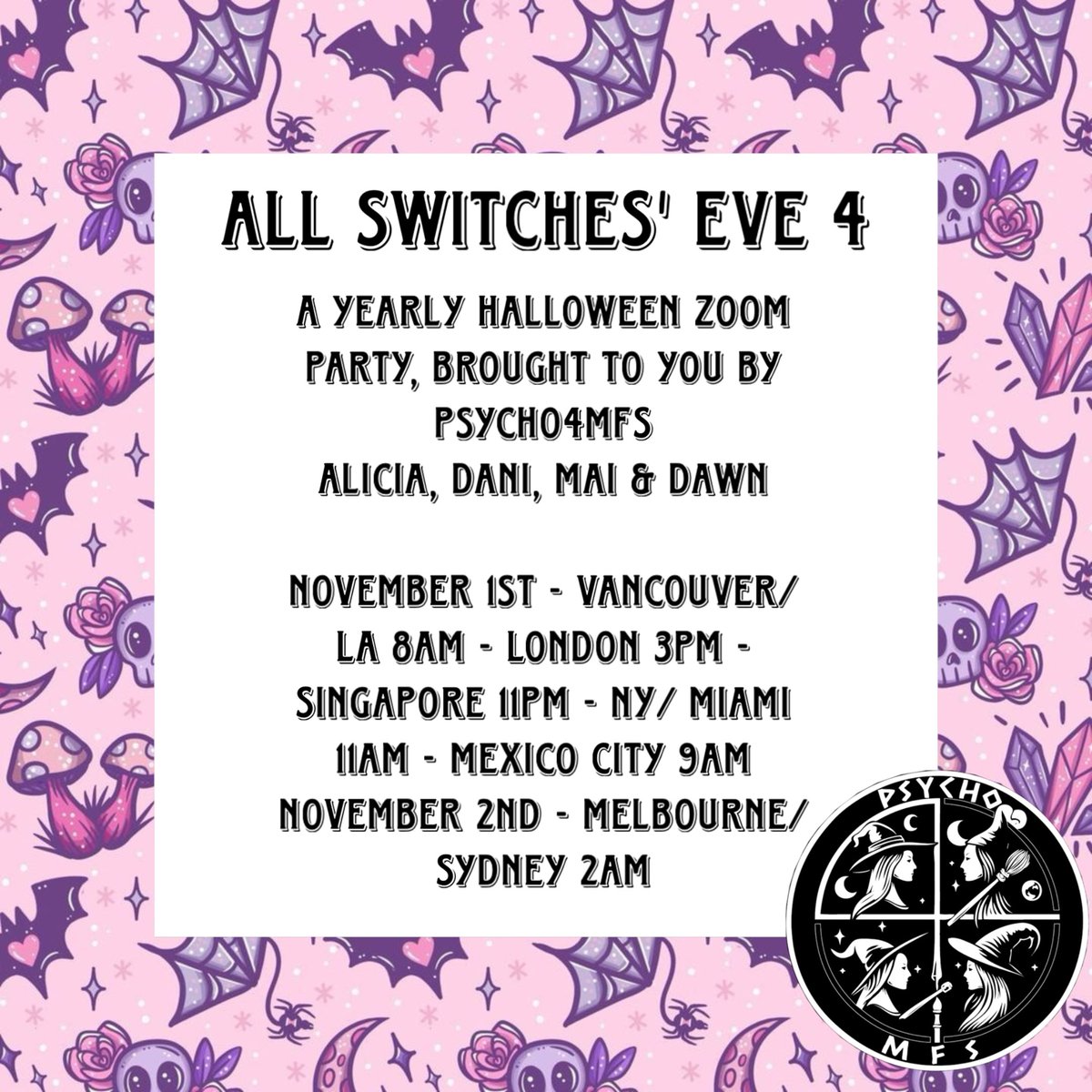DawnMillerMusic's tweet image. #AllSwitchesEve4 UPDATE

The RSVP form will go live on the 1st of October. We’ll let you know the time closer to the day, along with updates on the guests!

Brought to you by @Psycho4Mfs - @AliIsBk1, @calm_committee, @myuklife, @DawnMillerMusic 

#motherlandfortsalem #Switches