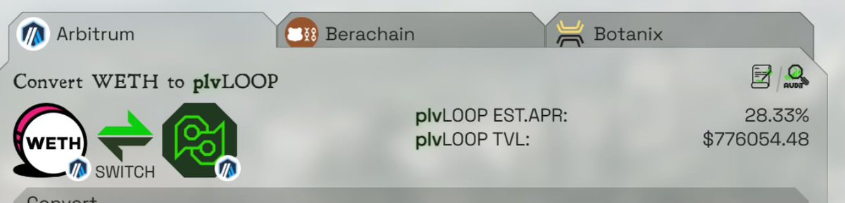 cptgrumpus's tweet photo. @plutus_fi_x vaults are cooooking 

plvLOOP vault earning 20%+ in native eth yield. just drops assets in dolomite/GMX and manages inventory. Some leverage but very well manage

About to full port my life savings and buy a lake house if this works. Was skeptical cause yields are so high but genuinely seems like a market leading product