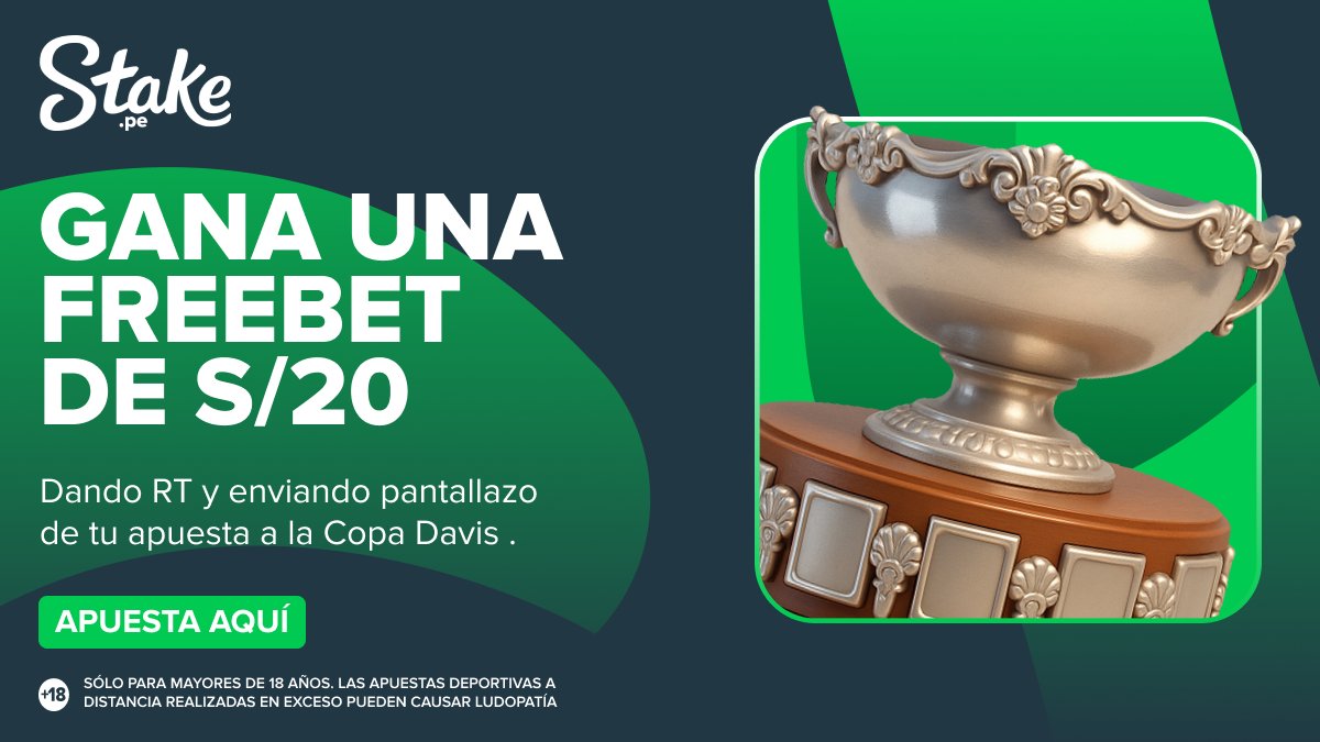 PeruStake's tweet photo. Perú 🇵🇪 ya nos representa en la #CopaDavis 🏆

Regalaremos freebets de S/20 💸 a 3 Stakers aleatorios que den RT y enviando el pantallazo de su apuesta en la competición 🎾

¡Encuéntralo aquí! ➡️ https://t.co/vnMMYVoH46 https://t.co/1uHZ8BR0cc