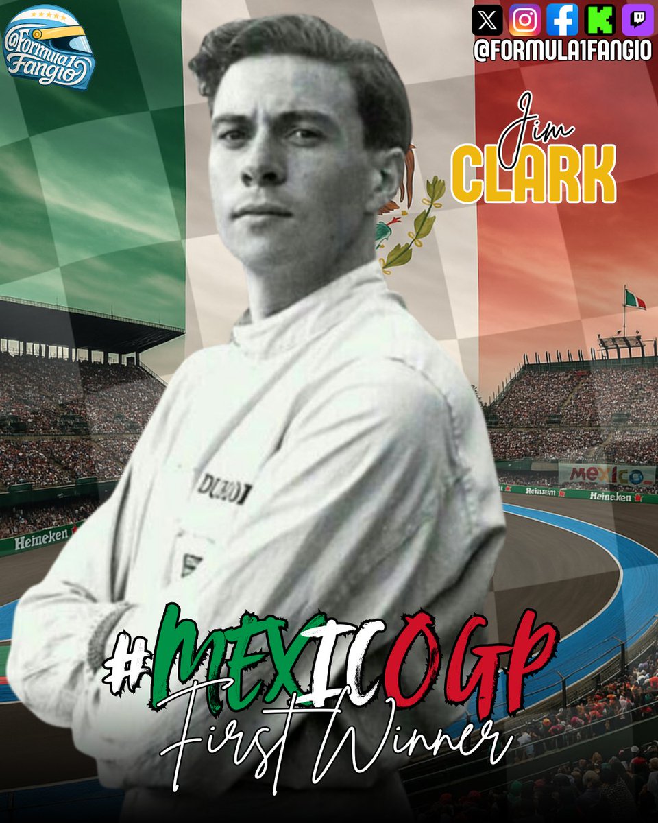 Formula1Fangio's tweet image. 🇲🇽 Jim #Clark también fue el primer ganador del #MexicoGP. En 1963, el escocés llevó su #Lotus a lo más alto en el debut de la carrera, completando un fin de semana perfecto que quedó grabado en la memoria de los aficionados y en la historia de la #F1.

#CDMX @mexicogp #F1ESTA