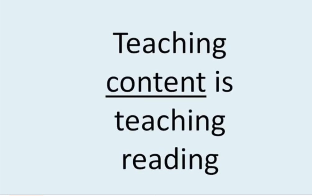 Teaching content is essential to reading development.