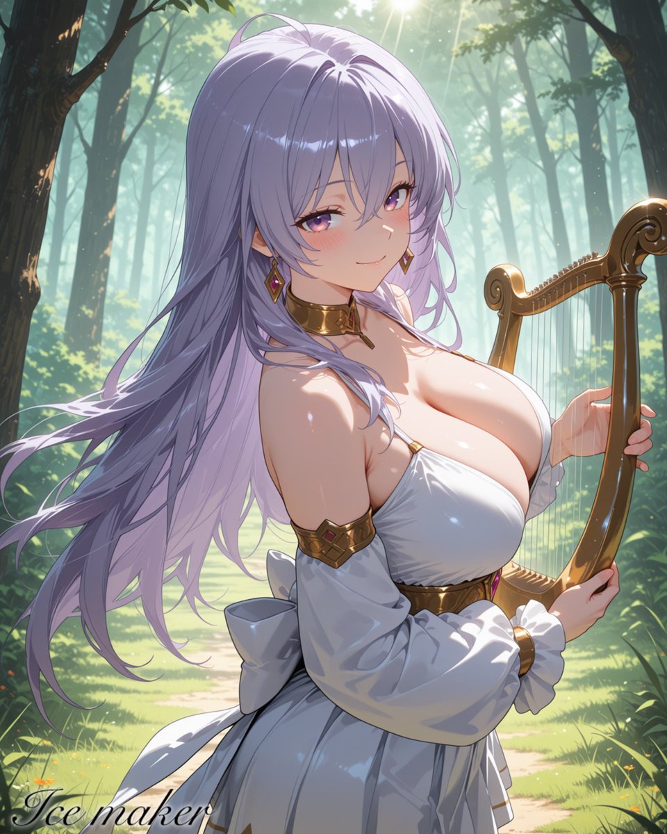 _ice_maker's tweet image. Mikaela Hoshii playing harp

#MikaelaHoshii #icemakerOCs #animegirl #AIart #aiartist