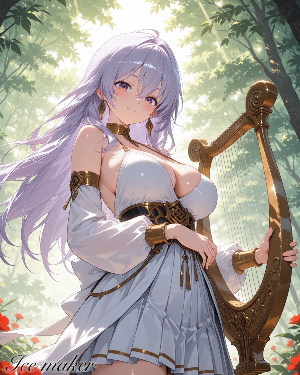 _ice_maker's tweet image. Mikaela Hoshii playing harp

#MikaelaHoshii #icemakerOCs #animegirl #AIart #aiartist