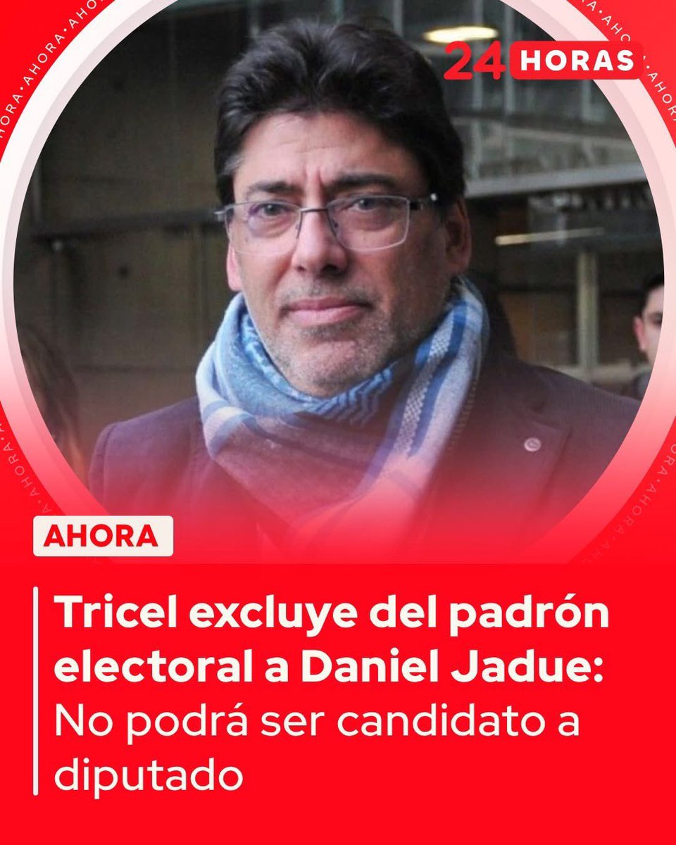 🔴 CONFIRMADO: El TRICEL rechazó la candidatura de Daniel Jadue. No podrá ser candidato. ¿Se integrará al comando de Jara? 

Probablemente mañana haya marchas y destrozos por parte de sus adherentes como consecuencia de este fallo. 

VUELAN SILLAS EN EL OFICIALISMO 🚨