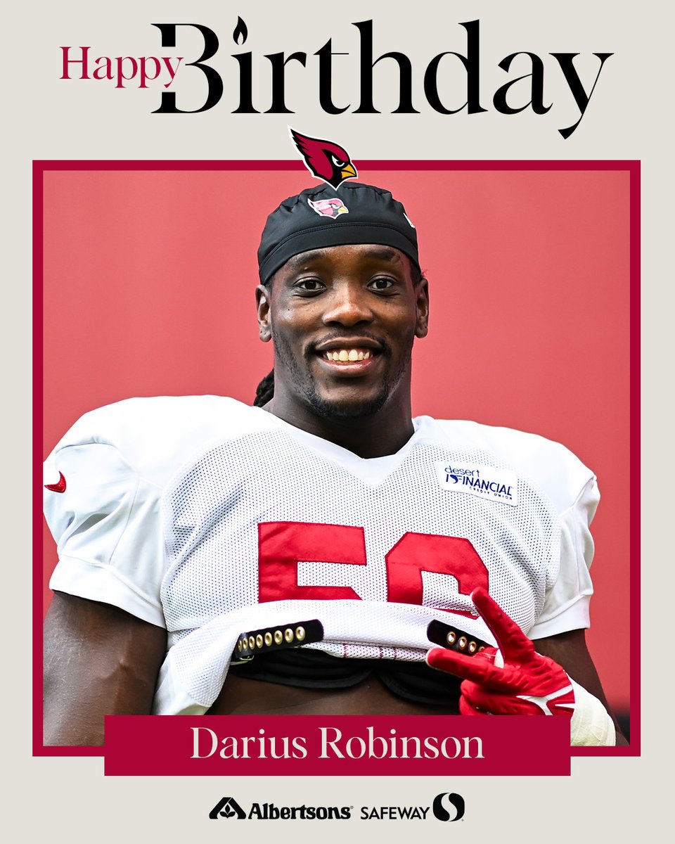 AZCardinals's tweet photo. It's D-Rob's Birthday!

Have a day 5️⃣6️⃣ 🎉 https://t.co/MWie2fWCqp