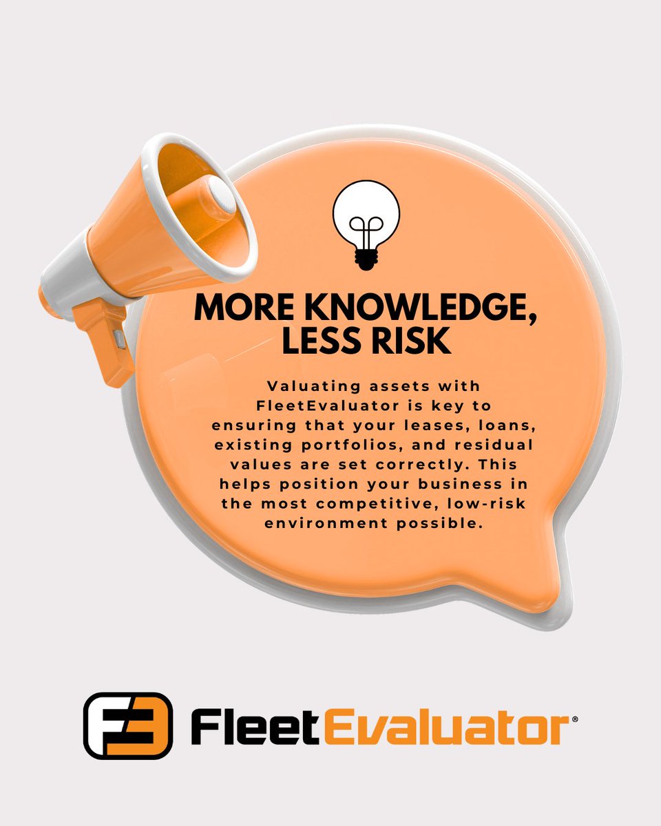 FleetEvaluator's tweet image. More Knowledge, Less Risk 

With Fleet Evaluator, you can receive accurate real-time valuations on your equipment, so you can always stay informed about your fleet! 

Get started today ➞ ow.ly/wNqp50WW91A 

#FleetEvaluator #AccurateValuations #MoreKnowledgeLessRisk