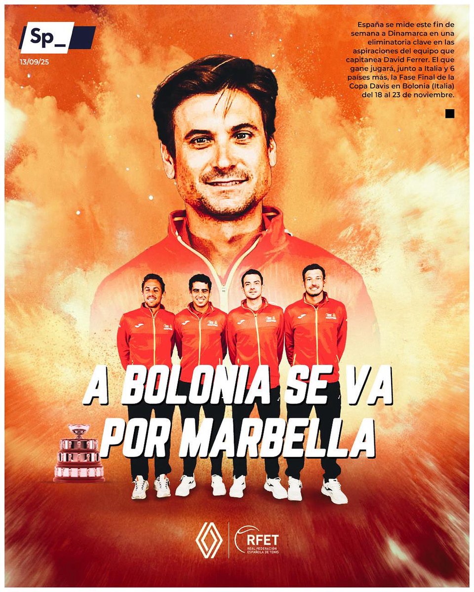 Llegó el momento. España se mide a Dinamarca en una eliminatoria clave en las aspiraciones del equipo que capitanea <a href="/DavidFerrer87/">David Ferrer</a>. El que gane jugará, junto a Italia y 6 países más, la Fase Final de la <a href="/copadavis/">Copa Davis</a> en Bolonia del 18 al 23 de noviembre. 🤝 <a href="/renault_esp/">Renault España</a> | <a href="/RFETenis/">Tenis España</a>