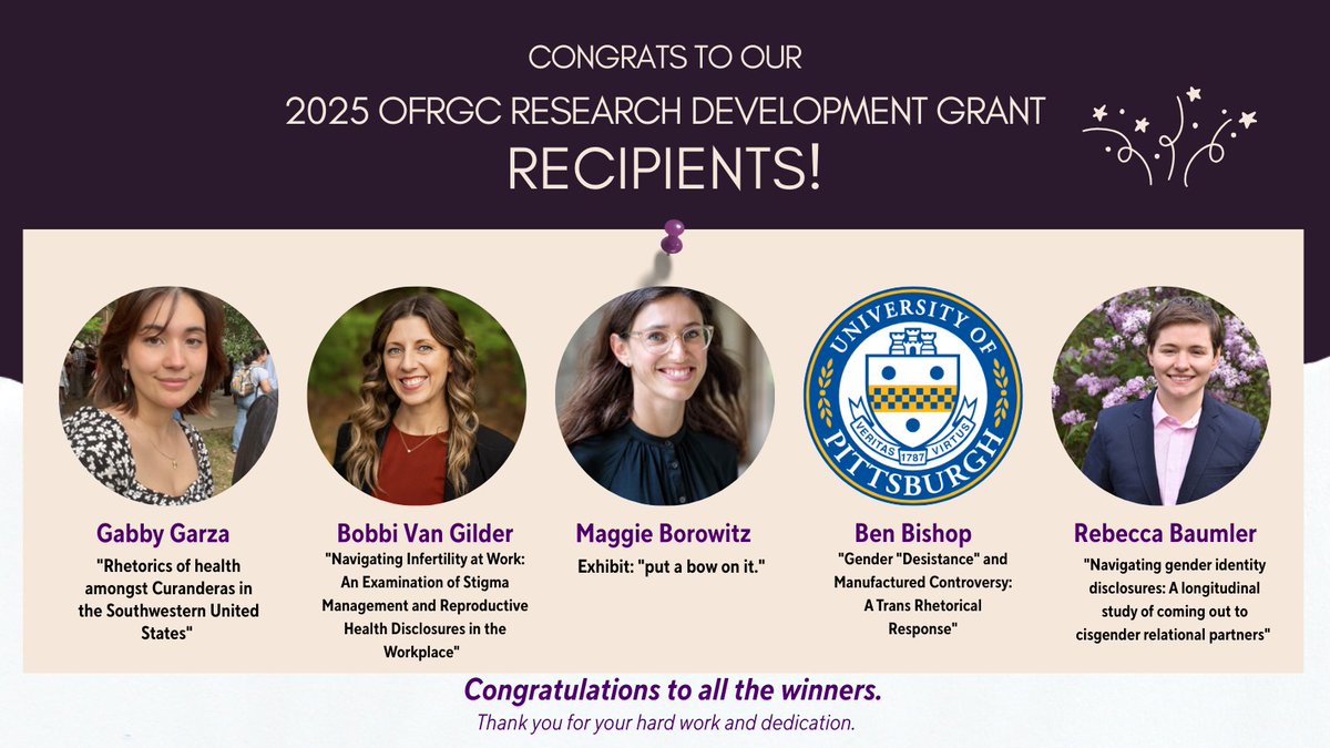 We'd like to give a shoutout to this year's amazing group of OFRGC Research Development Grant recipients! Your hard work is greatly appreciated!