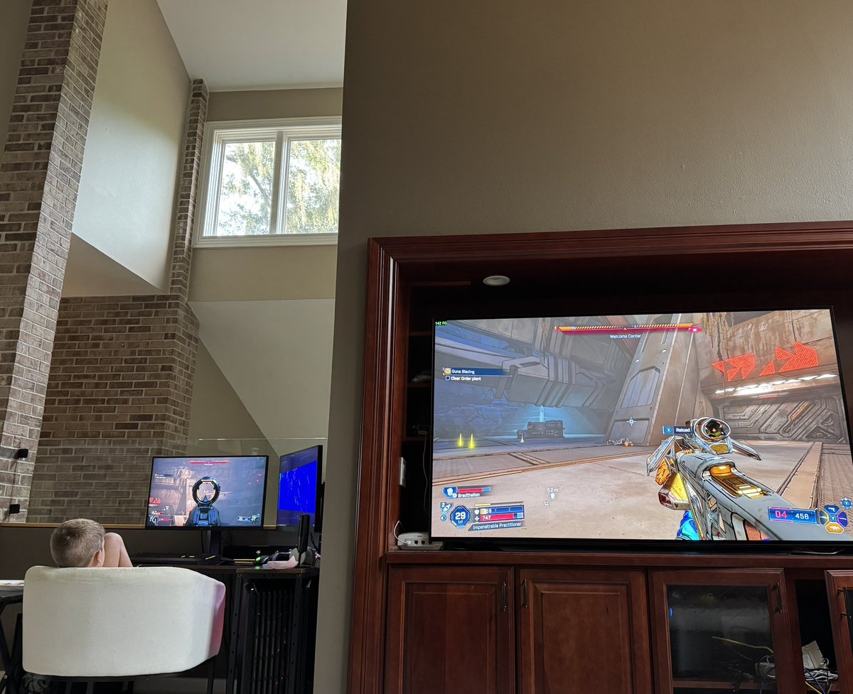 Playing with my boy. Turned down his gore (obvs). But the scaling in multiplayer feels real nice. He’s on easy. I’m on hard mode. He’s getting loot for him and I’m getting loot for me.