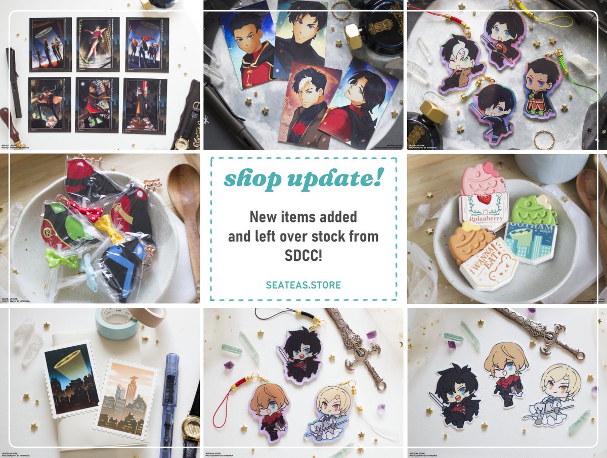[RT💖] Yay! My store is updated with new items and left over stock from SDCC &gt;w&lt; !! Any shares greatly appreciated!!

seateas.store