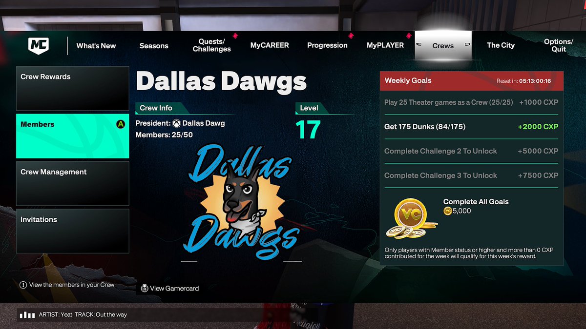 Need more crew members for the grind. Preferably park players, however all are welcome 🫡. Just got to level 18

<a href="/2kCompGames/">Jelani Mitchell</a> <a href="/BRlCHARDSON/">Brandon Richardson</a> <a href="/HilsHasEyes/">Hils</a> <a href="/IOnThePrize_/">Ion</a> <a href="/2KCrewFinder/">2KCrewFinder</a> <a href="/UnifiedProAm/">Unified Pro-Am Association</a>