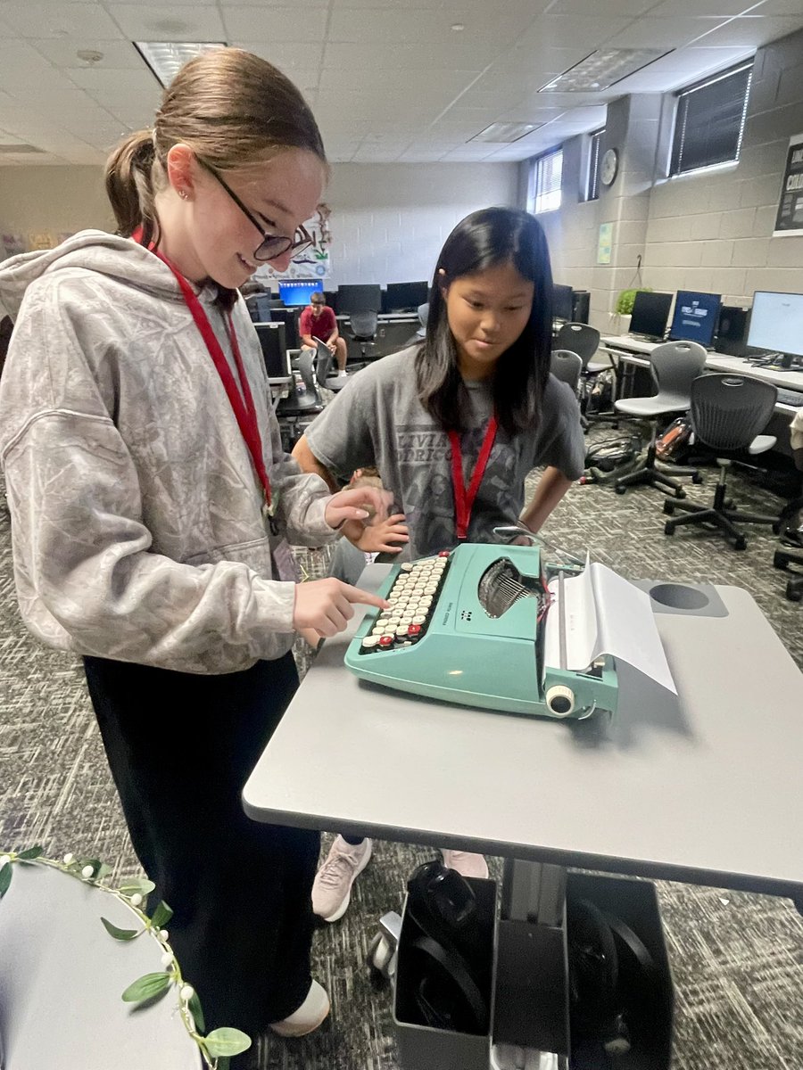 The students loved typing on an old school typewriter! They prefer their keyboards over the typewriter after giving it a try. #keyboarding #typing #vintage #teach