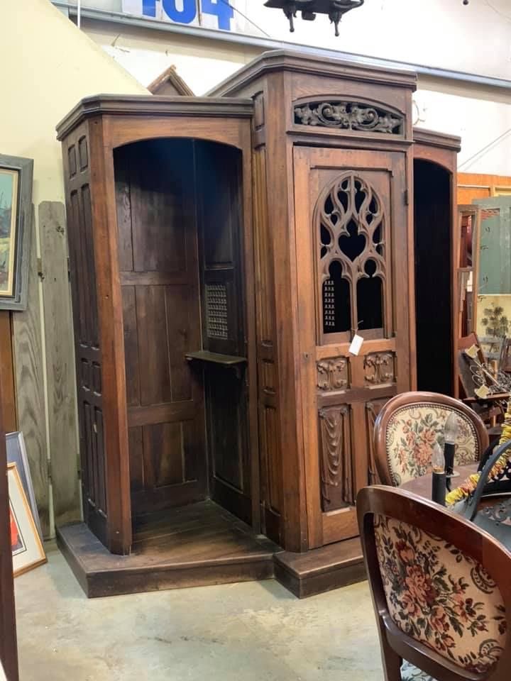 A confessional for sale at a flea market