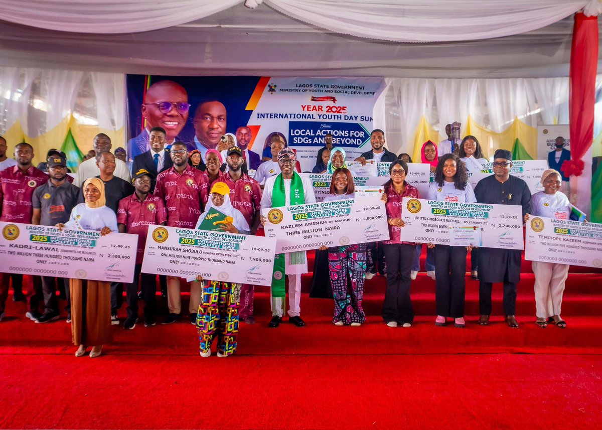 jidesanwoolu's tweet photo. Today, at the 2025 International Youth Day Summit organised by the Ministry of Youth and Social Development, I reminded our young people that our future lives in them.

Our administration’s commitment to our youth is clear. We will continue creating spaces, programmes, and opportunities that empower you to lead, innovate, and thrive.

Through the THEMES+ agenda, we have placed youth empowerment and social inclusion at the centre of our work. From initiatives like the Amplifier Business Clinic and Pitch Contest, which provide mentorship, training, and financial support, to international exposure programmes such as the Lagos State Youth Study Tour to Queen’s University in Canada, we are opening doors for you to learn, grow, and contribute.

Today, I celebrate our young people. I celebrate your creativity, resilience, and drive. You are the heartbeat of Lagos.

Lagos thrives because of you, and together we will keep building a greater Lagos.