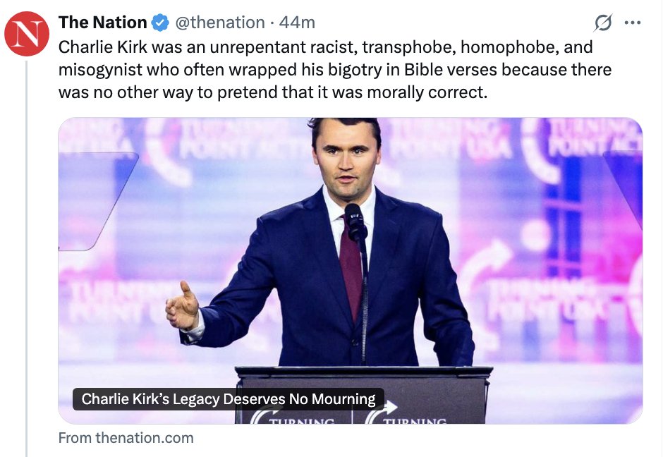 VictoriaTaft's tweet image. The left's attempt to fan the embers of hate, lies, and misinformation about @charliekirk11 #CharlieKirk 
#Nation #Bigotry #Libel #ViolenceIsViolence
