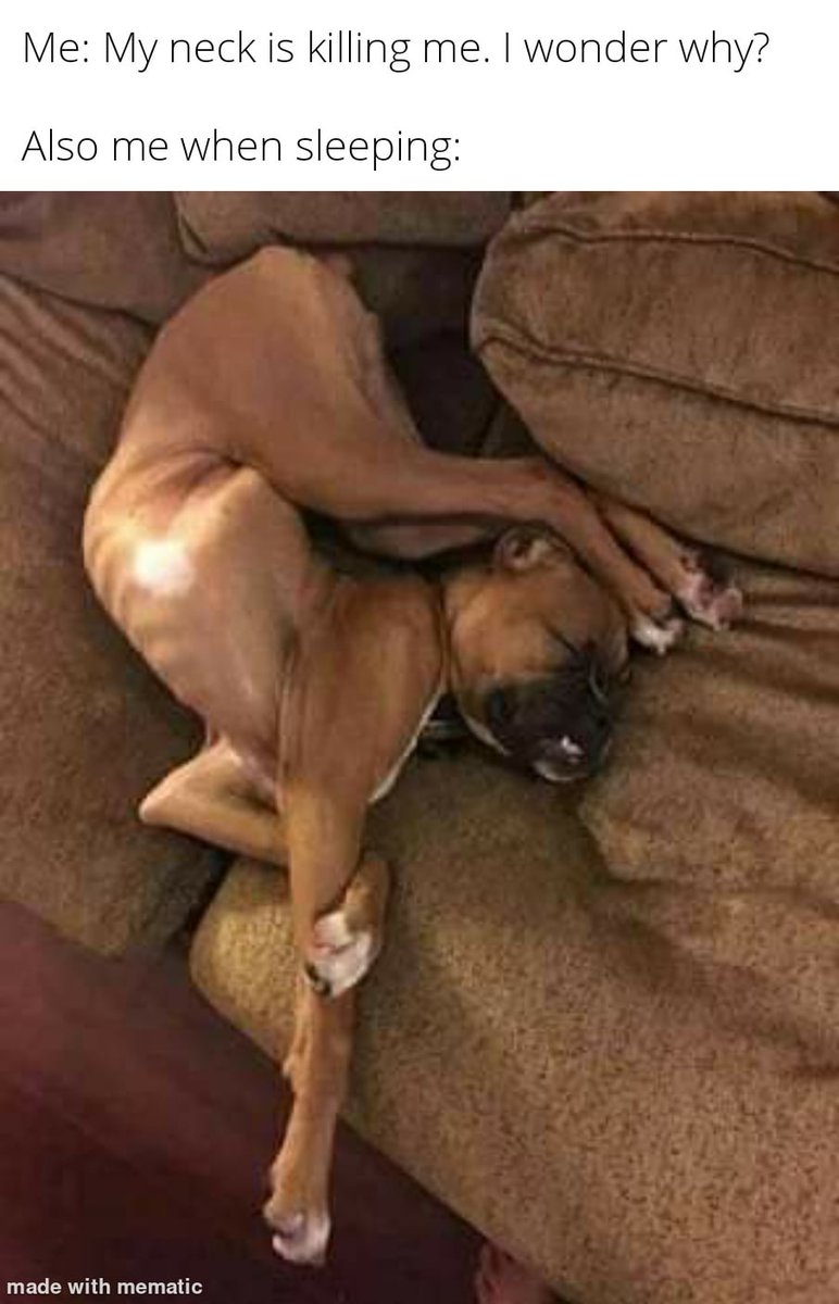 Me wondering why I woke up with a sore neck