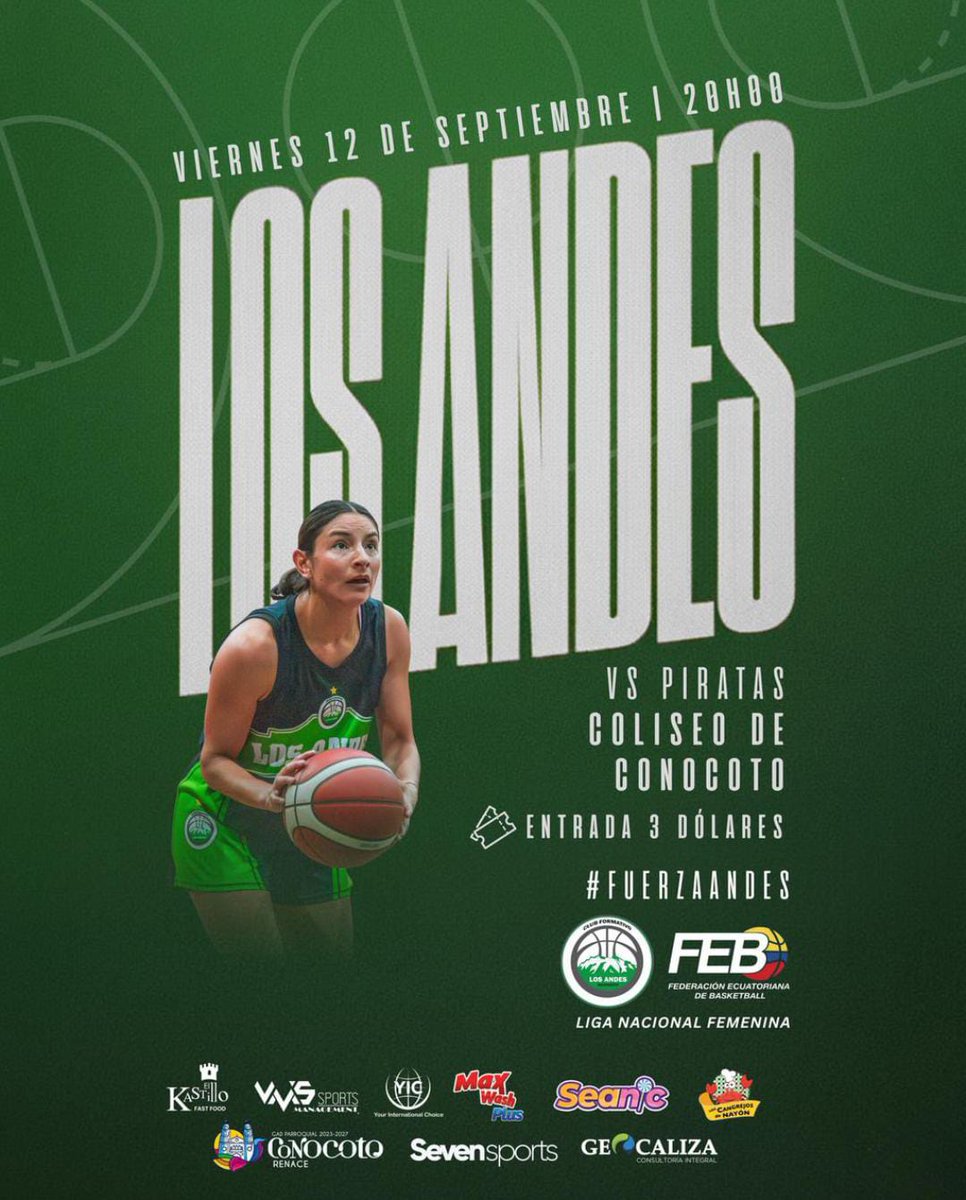 🏀 Equipo de Conocoto local en la Liga Nacional Femenina de Basket.

🏆 Los Andes vs Piratas
📍 Viernes 12 de septiembre, 20h00
Coliseo de Conocoto – Ascázubi y Simón Bolívar.

¡Apoya al deporte parroquial!
#ConocotoAlDía #ConocotoRenace