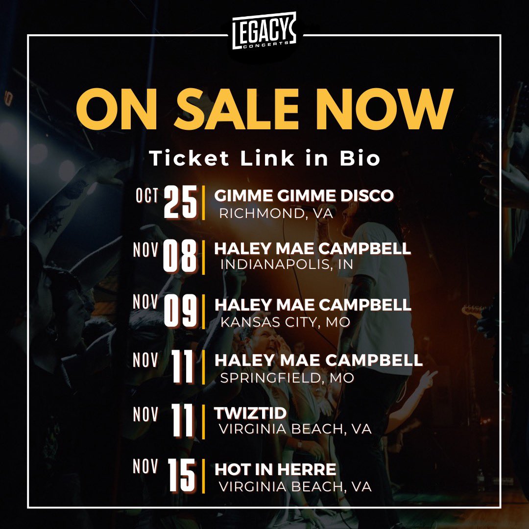 This Fall is going to be a PARTY! 🎊 

Shows with <a href="/gimmegimmedisco/">Gimme Gimme Disco</a> <a href="/hotinherre00s/">HIH 00s Dance Party</a> and MORE ON SALE NOW AT LEGACYCONCERTS.CO