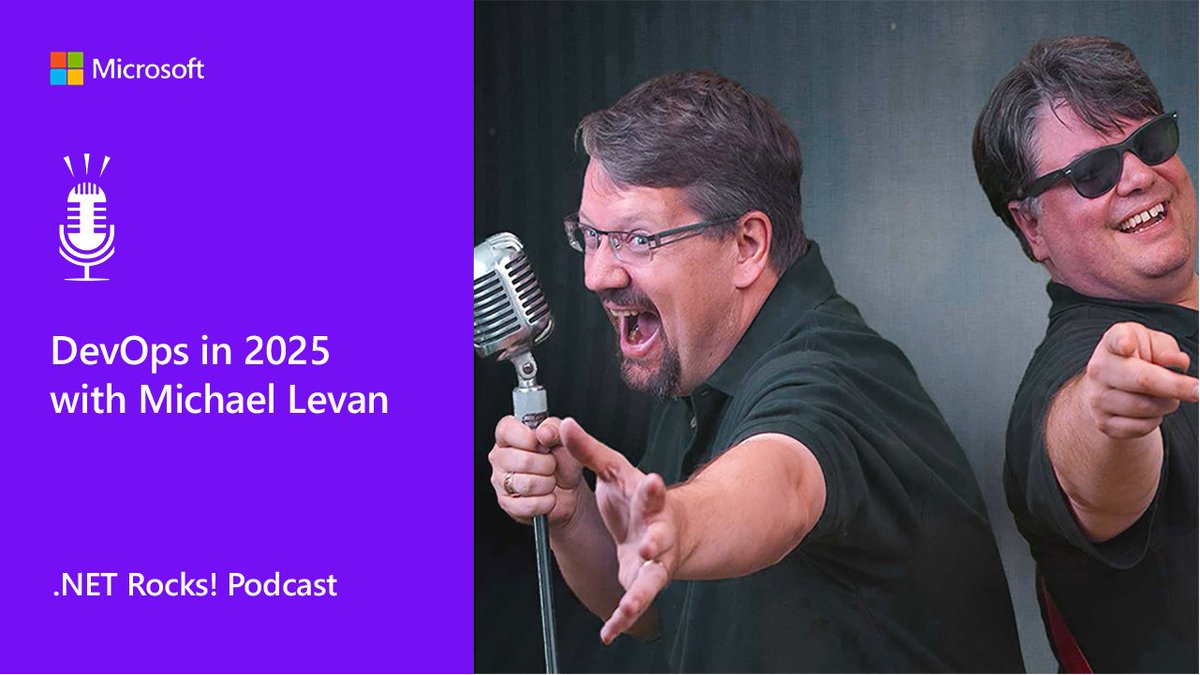 dotnet's tweet image. 🎙️ What does DevOps look like in 2025?
#dotNETRocks chats with Michael Levan (@TheNJDevOpsGuy) about evolving workflows, automation, and how AI is reshaping everything from code to telemetry. The episode dives (cont) msft.it/l/6015sYZRz