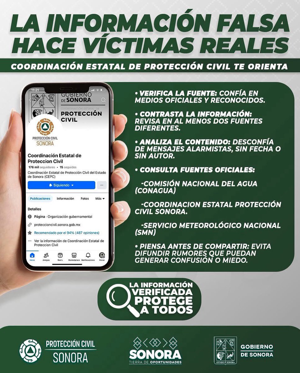 Recuerda siempre informarte por fuentes oficiales.

Para conocer pronósticos meteorológicos, consulta las redes de Conagua, Servicio Meteorológico Nacional y Protección Civil.