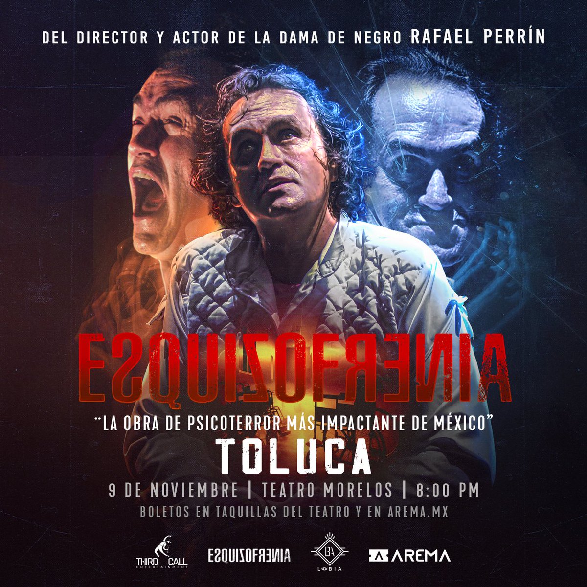 ¡𝐄𝐬𝐪𝐮𝐢𝐳𝐨𝐟𝐫𝐞𝐧𝐢𝐚 en 𝐓𝐨𝐥𝐮𝐜𝐚!
Del director y actor de la 𝐃𝐚𝐦𝐚 𝐝𝐞 𝐍𝐞𝐠𝐫𝐨: 𝐑𝐚𝐟𝐚𝐞𝐥 𝐏𝐞𝐫𝐫í𝐧
9 de noviembre en el 𝐓𝐞𝐚𝐭𝐫𝐨 𝐌𝐨𝐫𝐞𝐥𝐨𝐬

Boletos a la venta a traves de AREMA en: arema.mx/e/15540