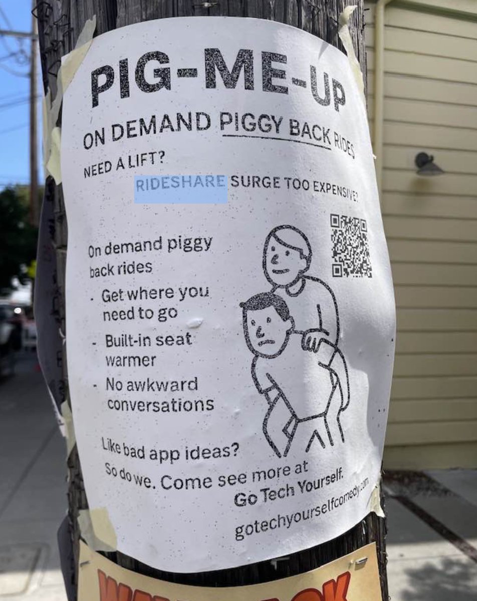 shaunralston's tweet image. Love SF, where nerds redefine tech comedy ❤️🤣 just saw this gig poster/flyer in #dogpatch neighborhood;  can't wait to see a based VC-unfriendly improv 🚀
