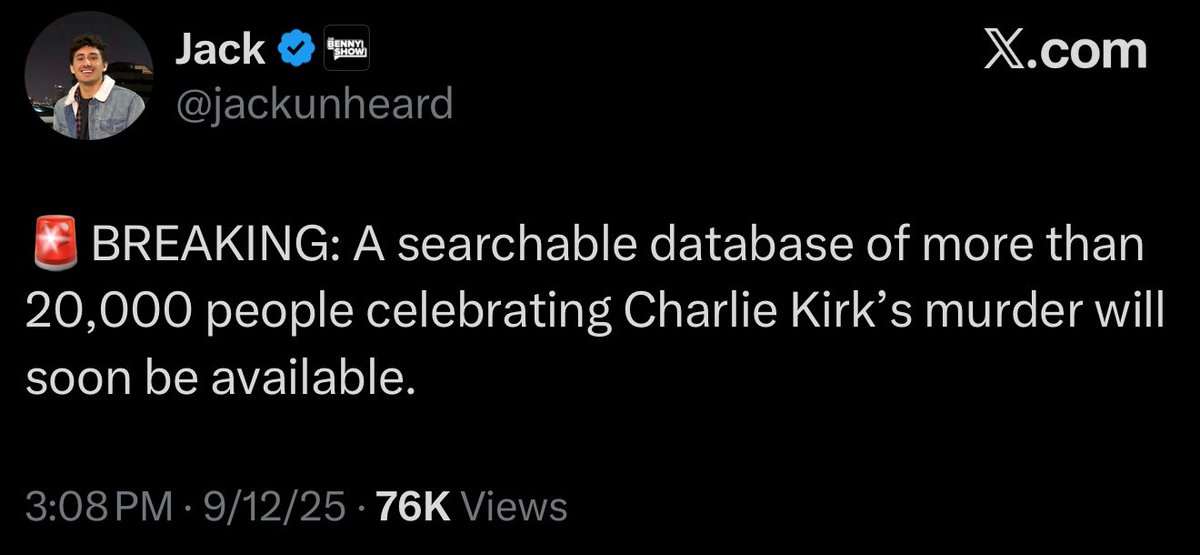 Americans now cheering on thought crime databases….. we are so cooked…..