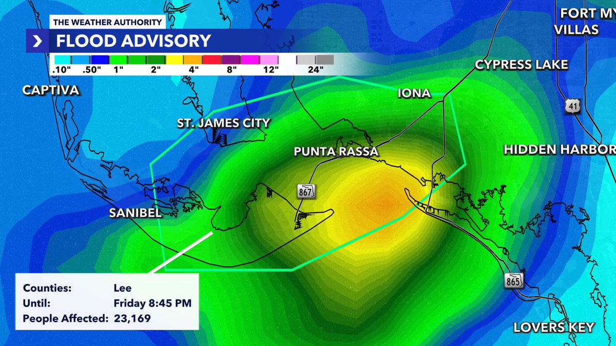 *FLOOD ADVISORY* issued for Lee County until 9/12 8:45PM. Track storms with Southwest Florida's WINK Live Doppler 3X on TV and Online: winknews.com/weather/