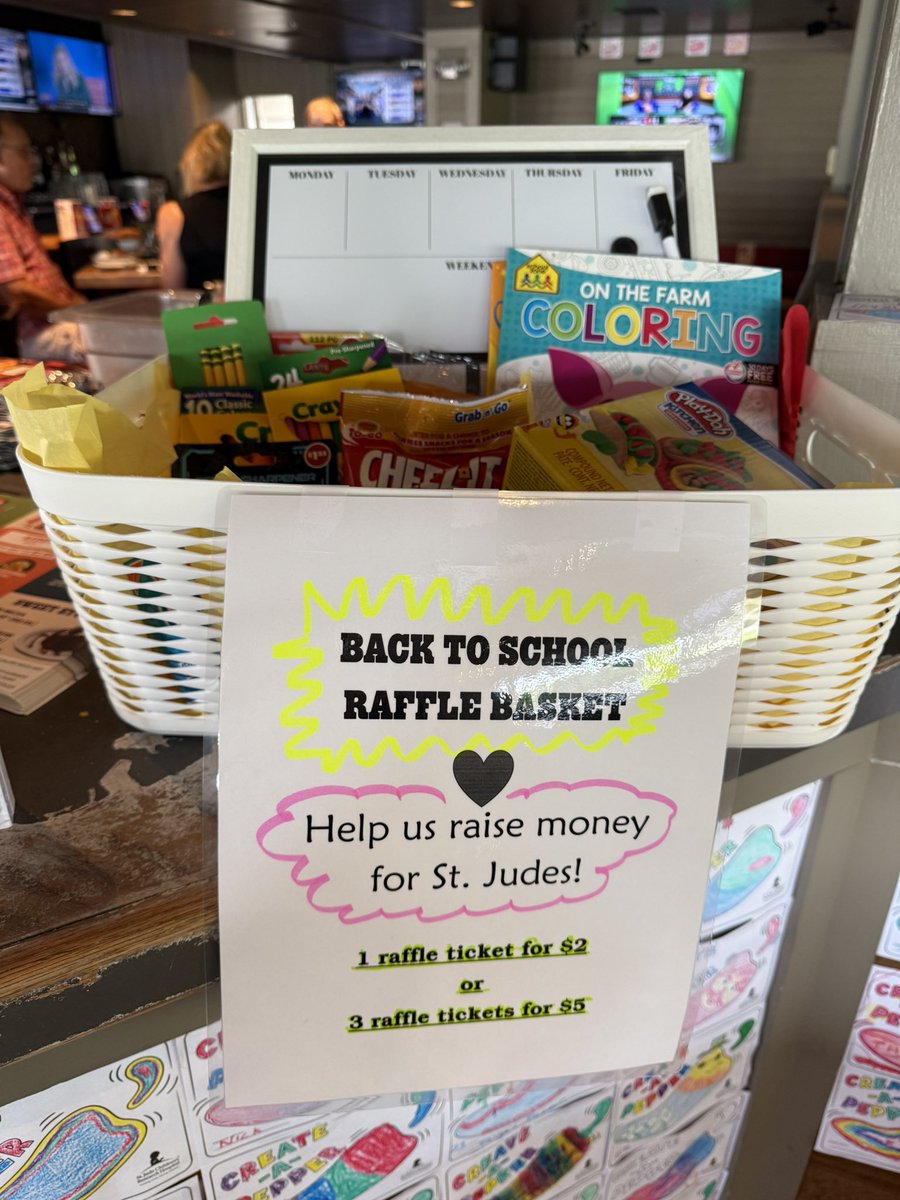 Let’s raise more $$!!!!!! <a href="/StJude/">St. Jude</a> Raffling off a “Back to School” basket! All proceeds go to St. Jude’s!!!! 🌶️ ❤️
