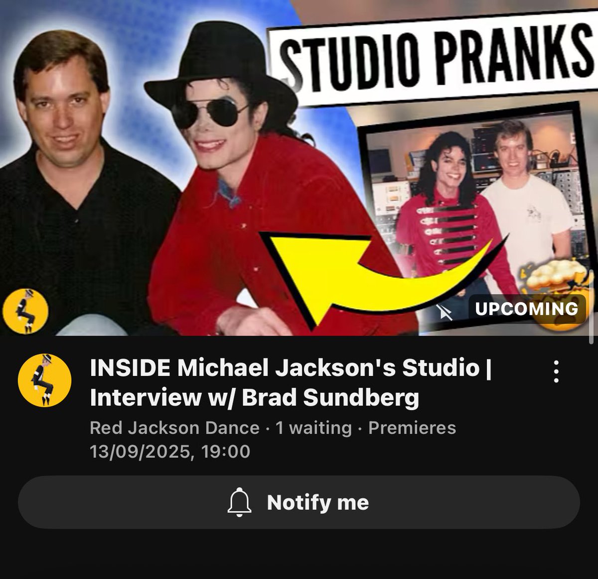 PREMIERE tomorrow on YouTube!  youtu.be/3bKGIJQgnt0

Please retweet! INSIDE Michael Jackson’s Studio | Interview w/ Brad Sundberg

#michaeljackson #mjfam #mjfans #kingofpop