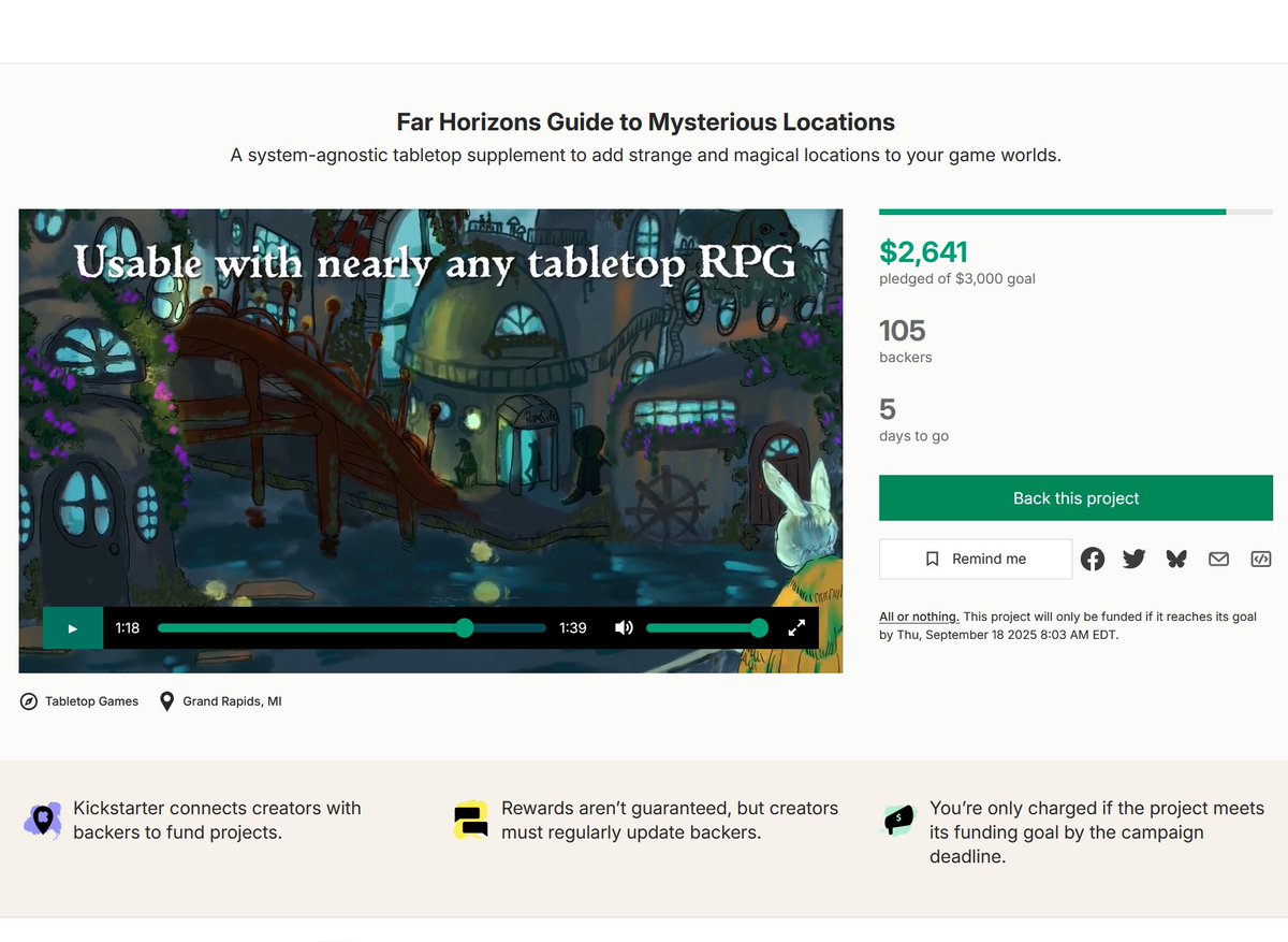 We're getting closer to the end, but also closer to funding! 

Help us try and reach out goal before the final 48 (which tends to make people far more willing to support in those last few minutes)!  

#TTRPG