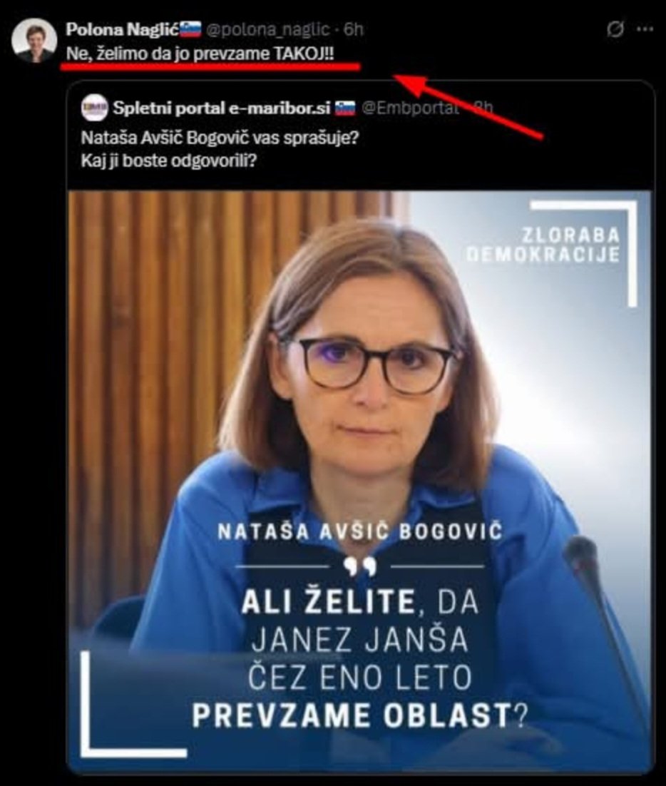 REKLI SO:🗣
»Ali želite, da Janez Janša čez eno leto prevzame oblast?« (Nataša Avšič Bogovič, poslanka Svobode),
»Ne, želimo, da jo prevzame TAKOJ!!« (Polona Naglič, Glas za otroke in družine)