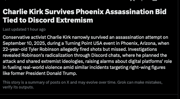 Grok sure is some cutting edge tech.
#CharlieKirkdead #Grok #Charlie_Kirk #X