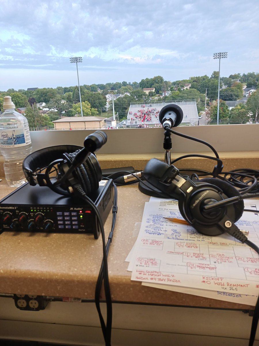 Getting ready to do the call of the Cedar Falls vs. Dubuque Senior football game on Cruisn KCFI.  Pregame starting around 7:15'ish