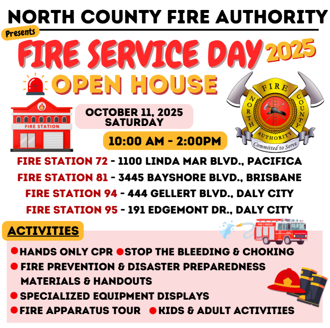NoCoFire's tweet image. Please join us for Fire Service Day 2025 on October 11, 2025! Visit your local fire station for an open house! Please see below for more information. #fireserviceday #firestationopenhouse