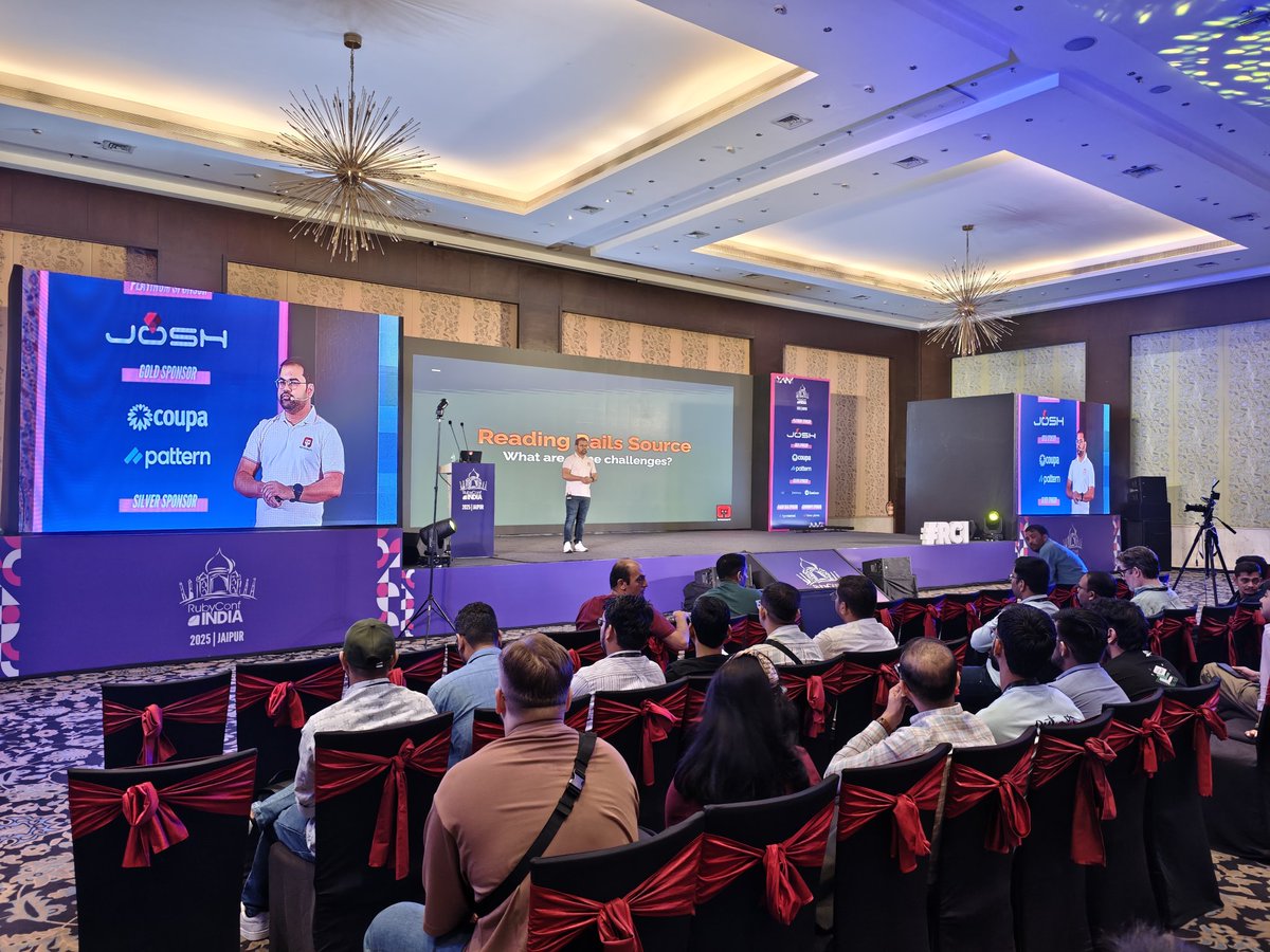 rubyconfindia's tweet image. Kicking off Day 2 of #RubyConfIndia with Ratnadeep Deshmane’s insightful talk - Reading Rails: A Visual Walkthrough of the Source Code. A perfect start to dive deep into the heart of Rails! 

 #RCI25 @rtdp
