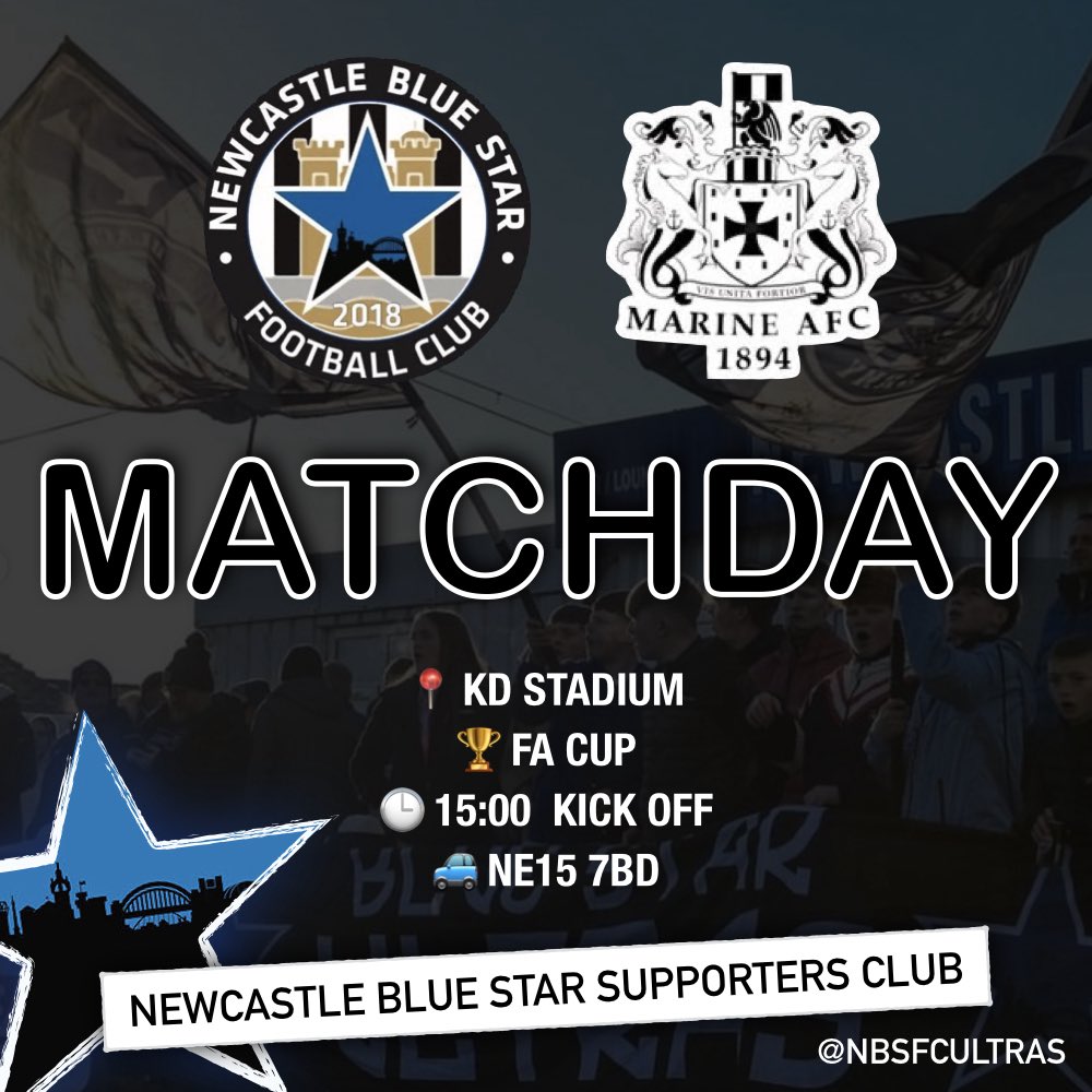 ⚽️ Food morning folks… this afternoon Blue Star take on Marine in the Emirates FA Cup… speed up the turnstile process by purchasing your tickets online: 

🎟️ app.fanbaseclub.com/club/www-nbsfc…

⌚️ 15:00
🚙 NE15 7BD

#NBSFC // 🔵⭐️